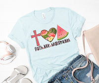 Faith love watermelon YOUTH screen print transfer RTS approx 8inches wide