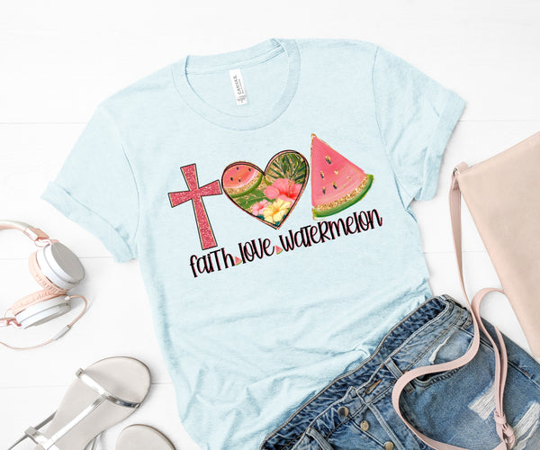 Faith love watermelon screen print transfers