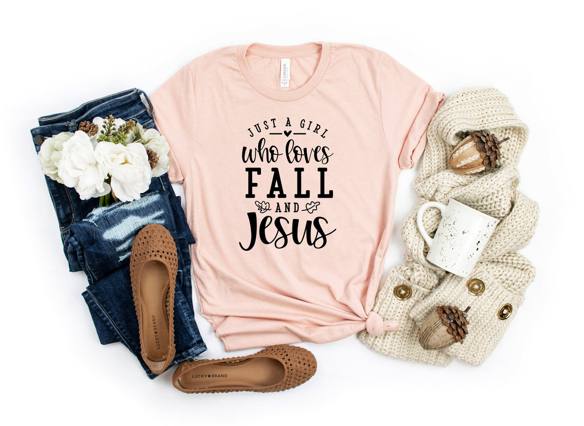 Just a girl who loves fall and Jesus 9" wide screen print transfer