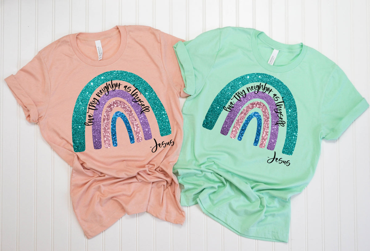 Love thy neighbor as thy self screen print transfer