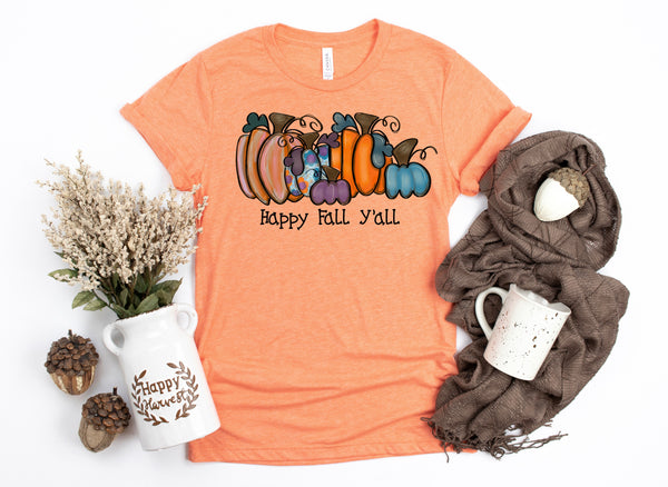 Happy fall y'all tie dye pumpkins HIGH HEAT screen print transfer