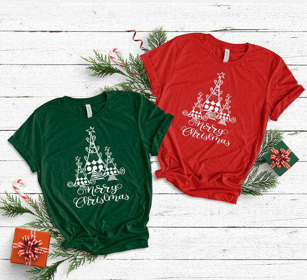 Merry Christmas trees (3) WHITE screen print transfer