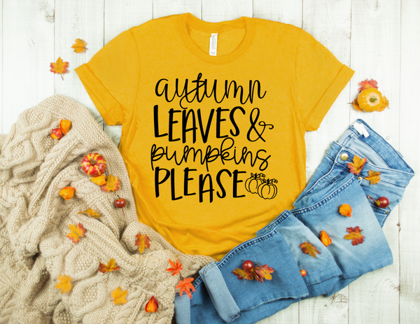 Autumn leaves and pumpkins please screen print transfers