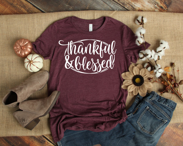 Thankful and blessed screen print transfer