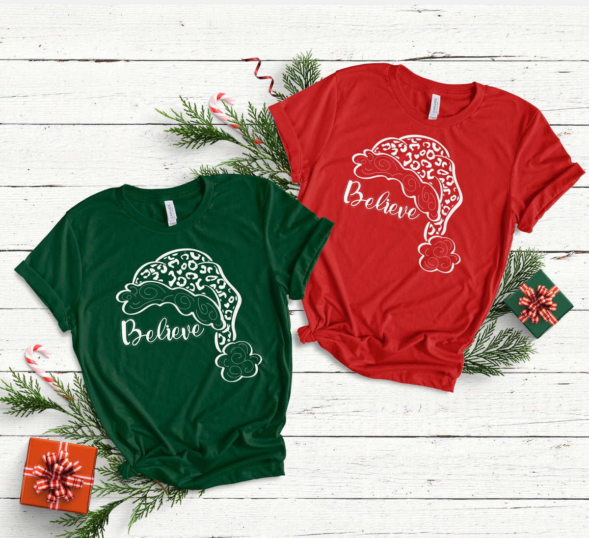 Believe with leopard hat WHITE screen print transfer