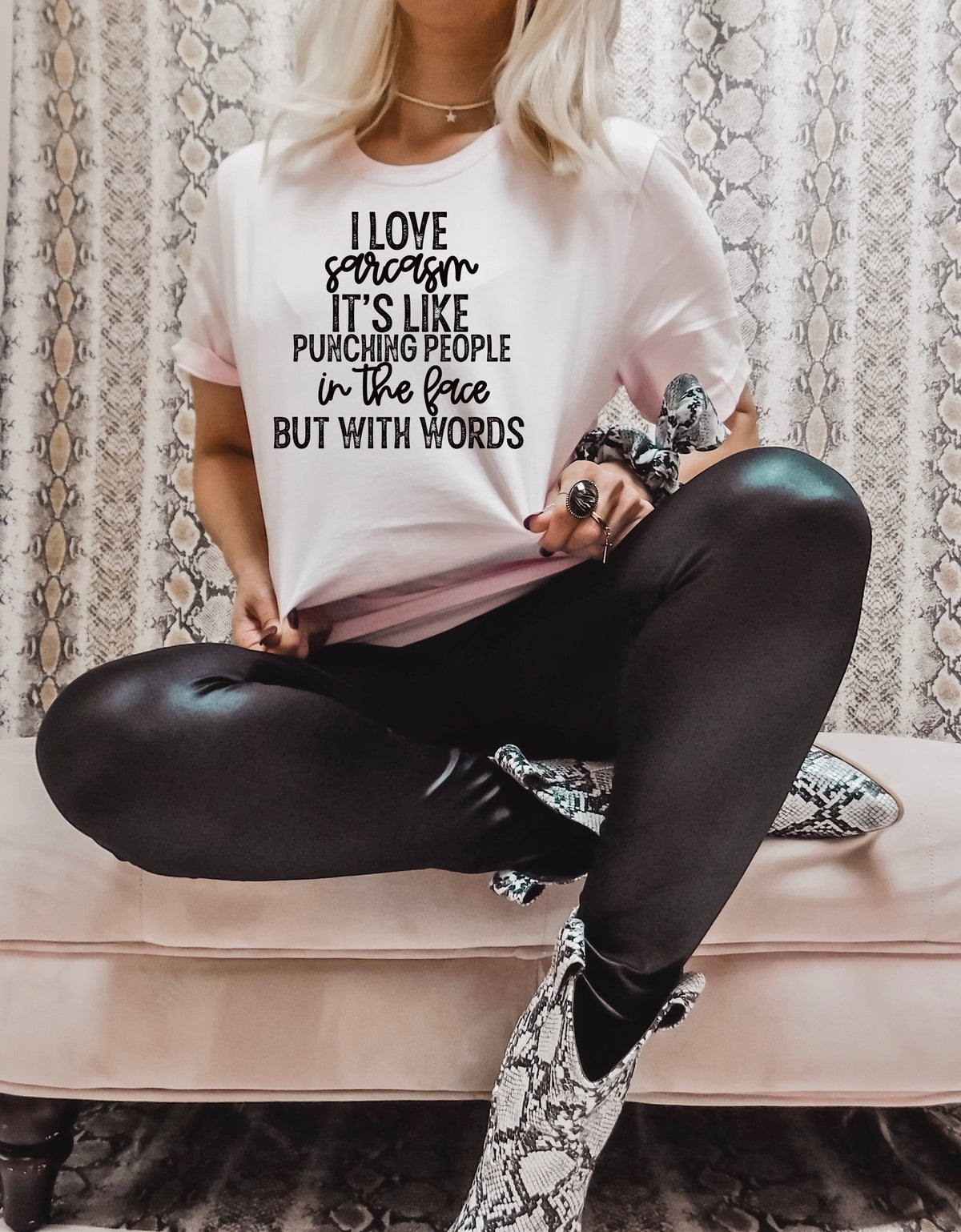 I love sarcasm it's like punching people in the face but with words screen print transfer