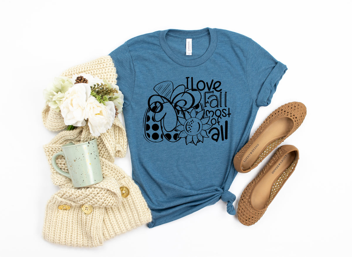 BLACK I love fall most of all screen print transfer