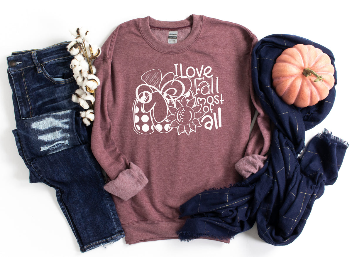 WHITE I love fall most of all screen print transfer