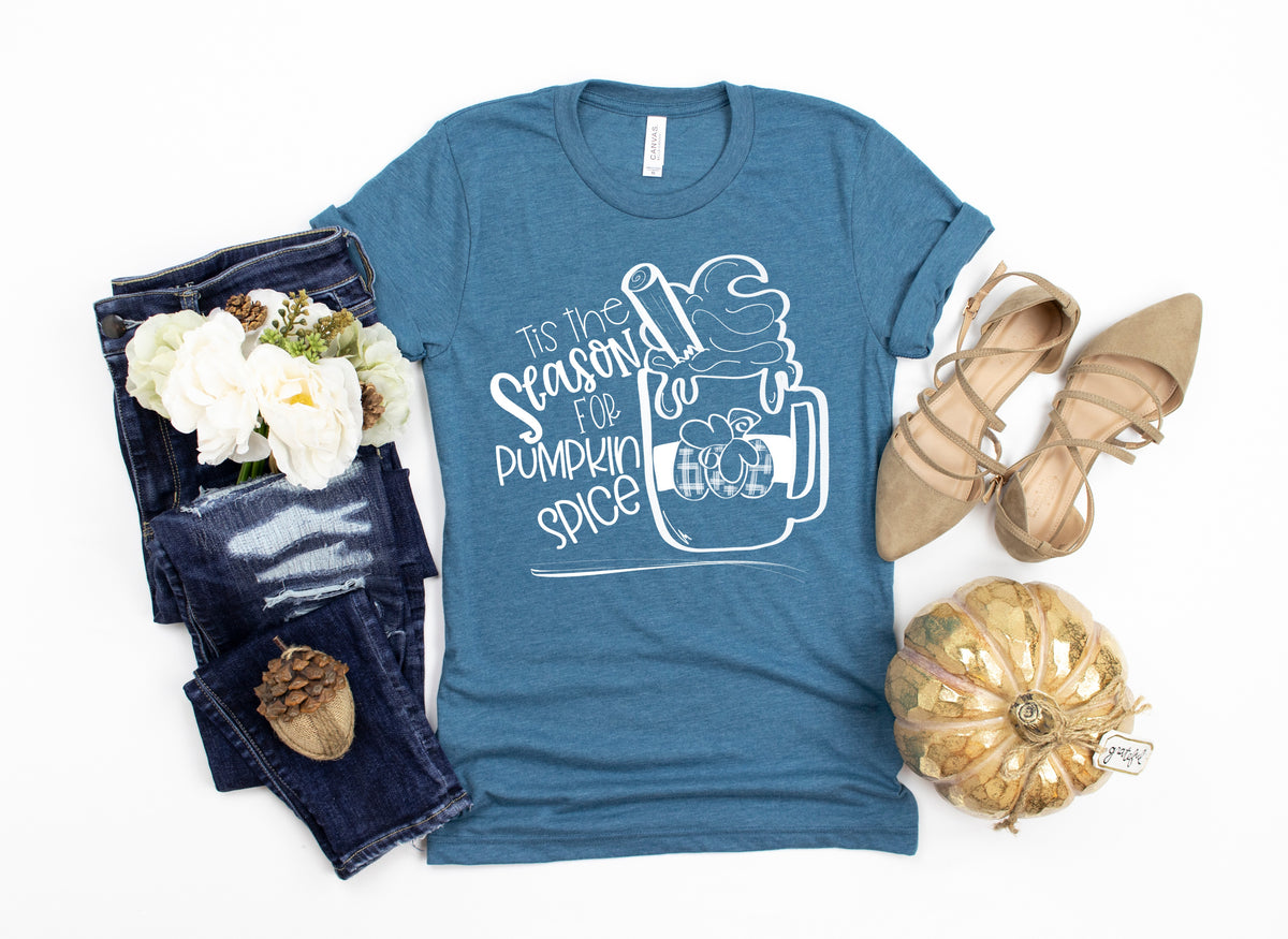 WHITE Tis the season for pumpkin spice screen print transfer