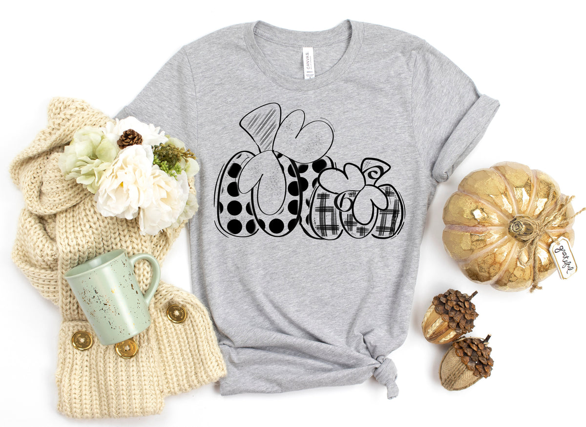 BLACK double pumpkins screen print transfer