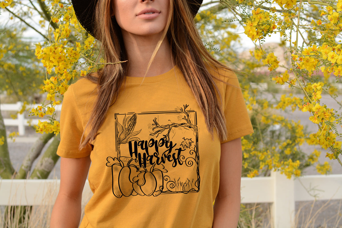 Happy Harvest (square) screen print transfer