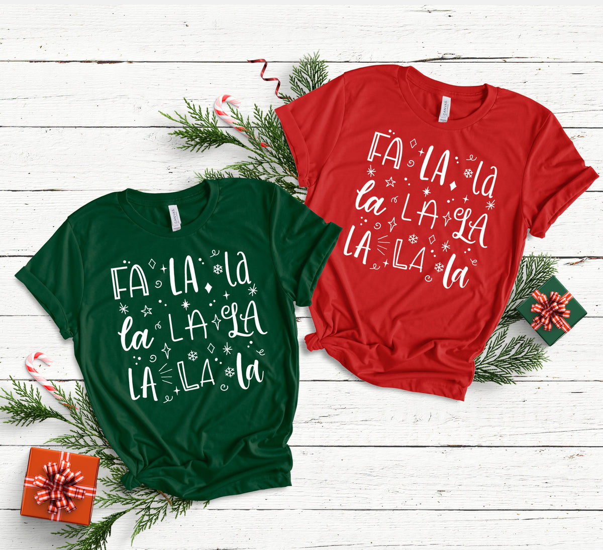 Fa la la la la la la la la WHITE screen print transfer