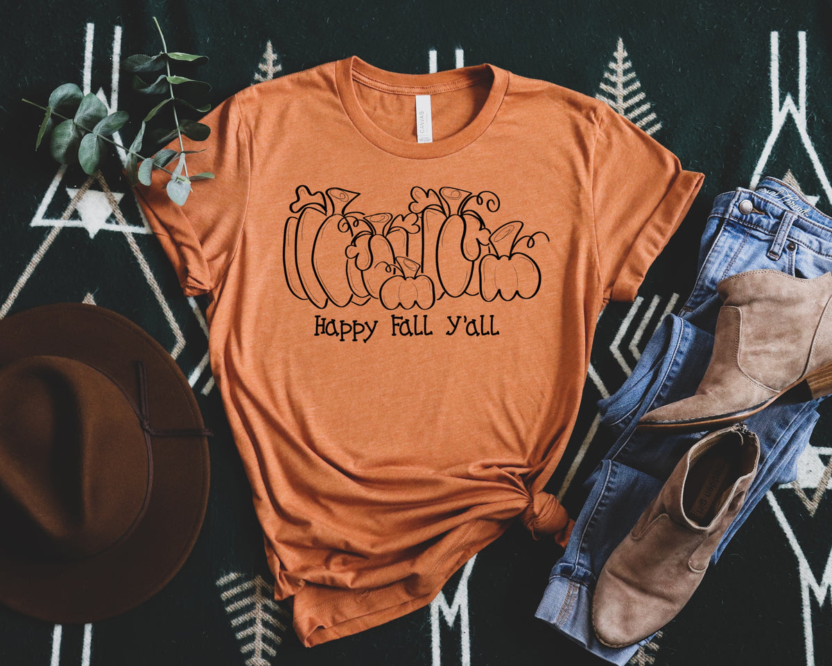 Happy fall y'all BLACK screen print transfer