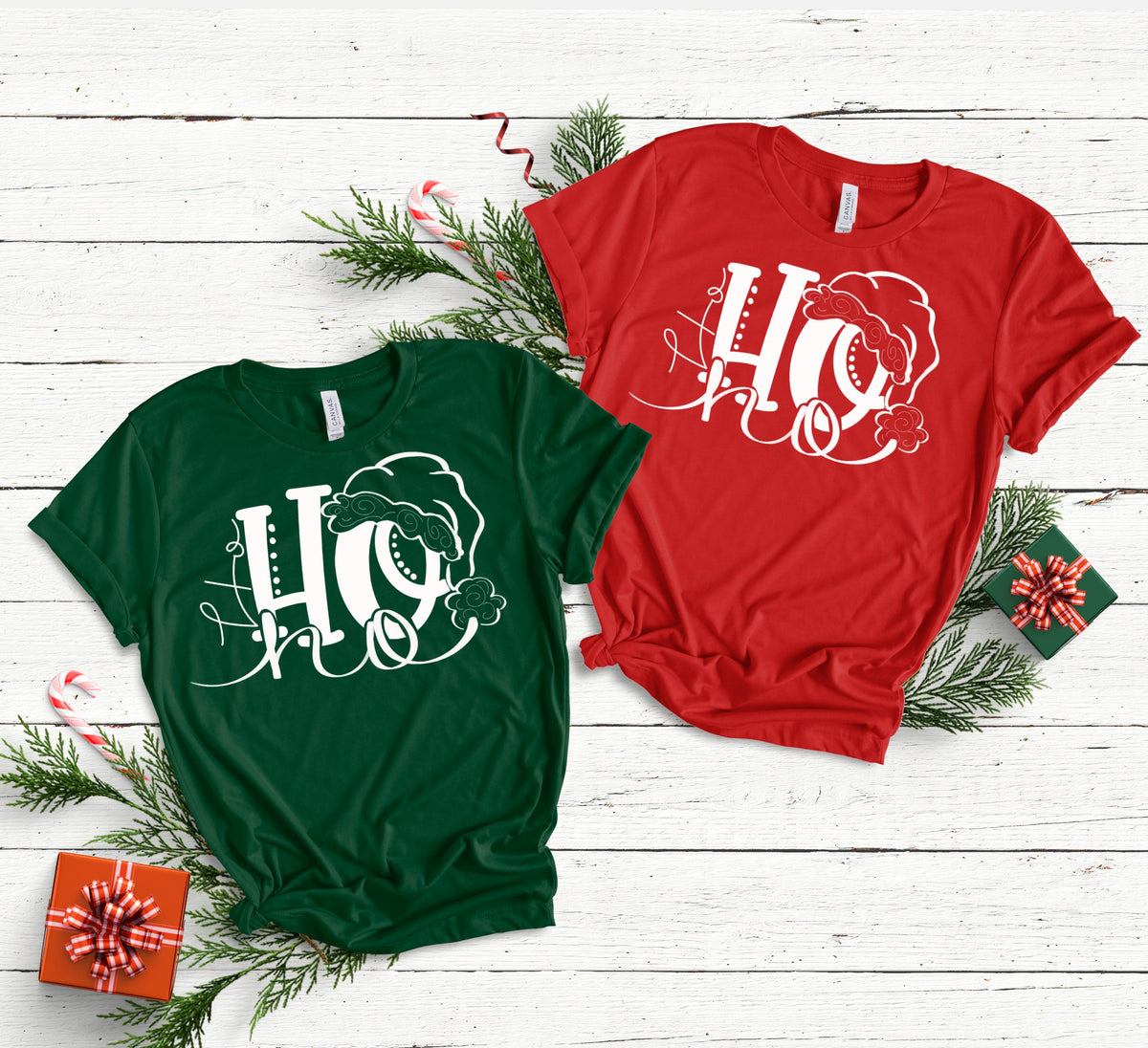 Ho ho ho with hat WHITE screen print transfer