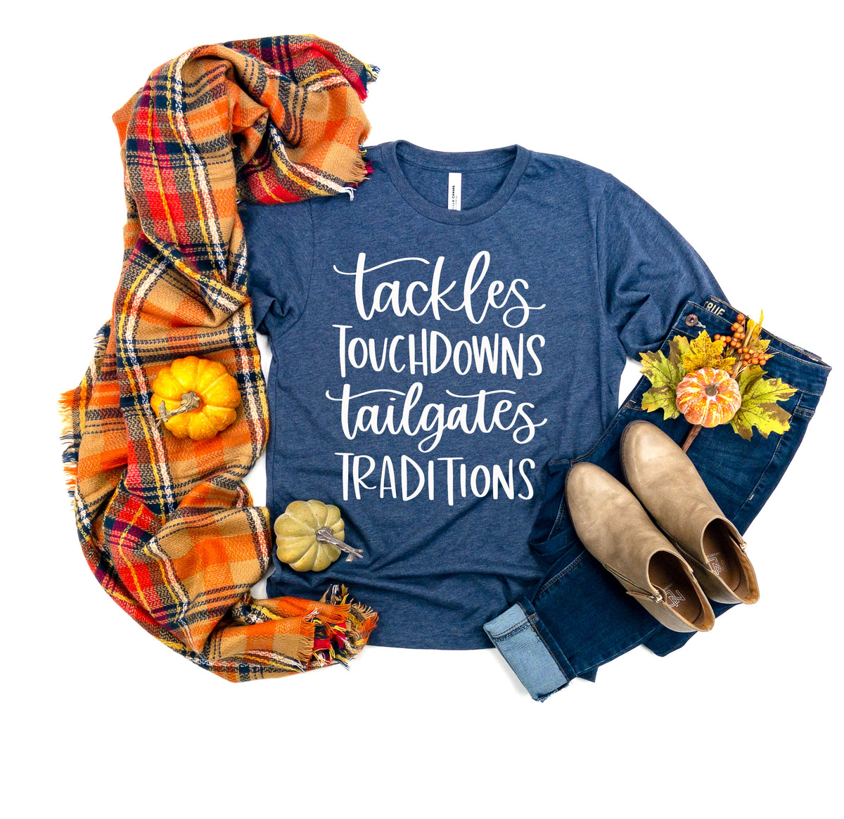 Tackles touchdowns tailgates traditions screen print transfer