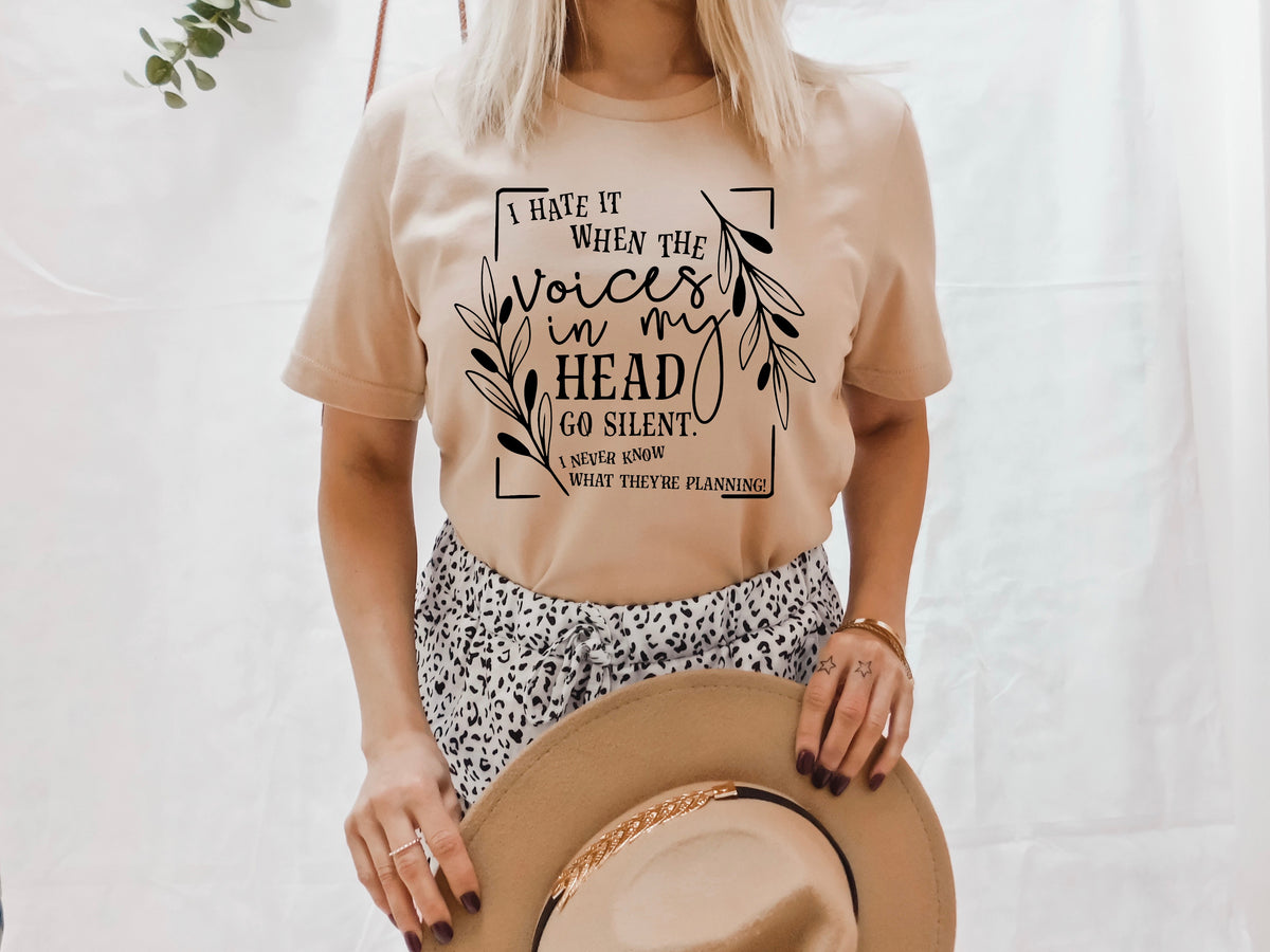 I hate when voices in my head go silent BLACK screen print transfer