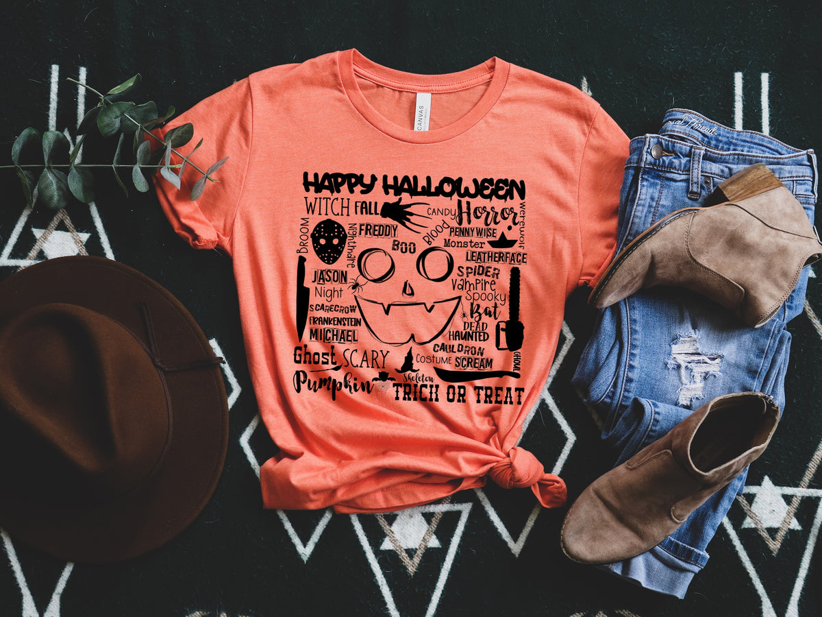 Happy Halloween subway BLACK screen print transfer