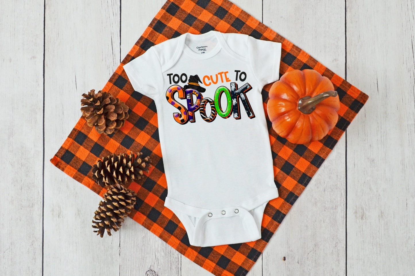 INFANT Too cute to spook HIGH HEAT screen print transfer