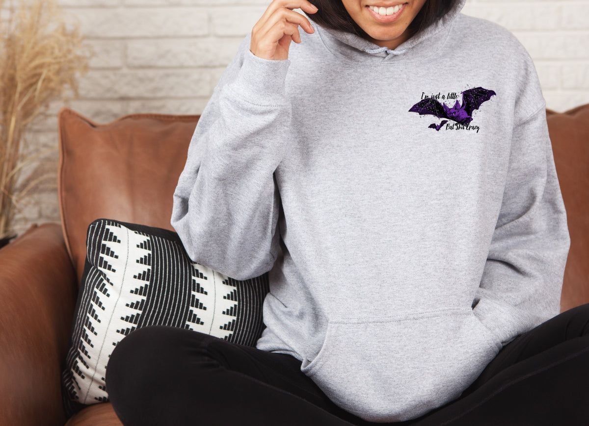 POCKET I'm just a little bat shit crazy HIGH HEAT screen print transfer