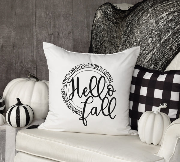 Hello fall circle screen print transfer
