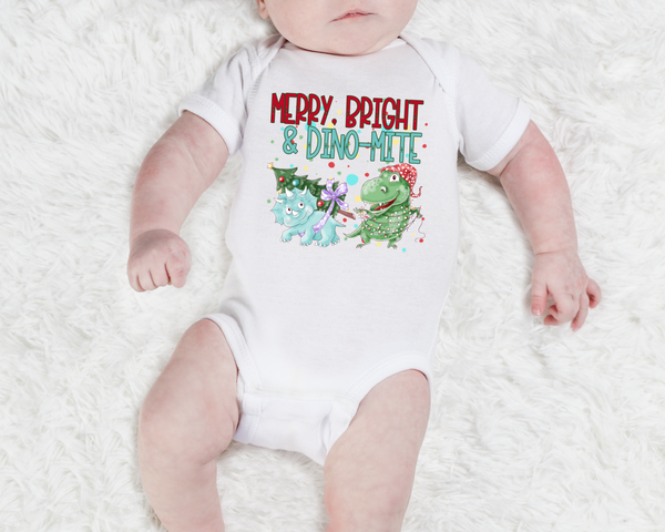 INFANT Merry, Bright & Dino-mite HIGH HEAT screen print transfer  4.25"