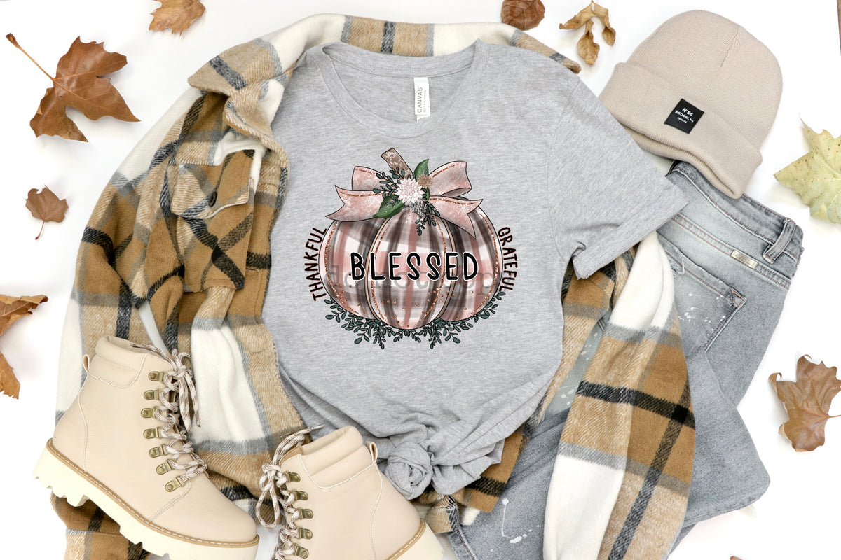 Thankful blessed grateful pumpkin HIGH HEAT screen print transfer