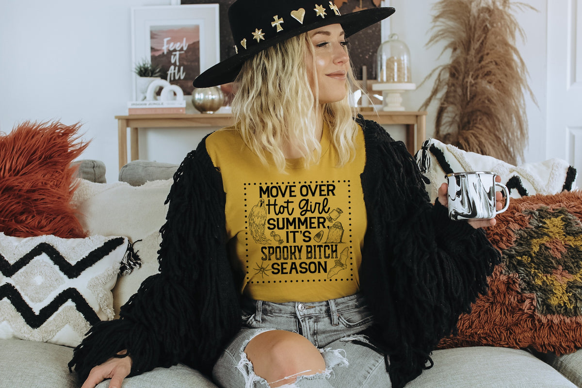 Move over hot girl summer It's spooky bitch season BLACK screen print transfer