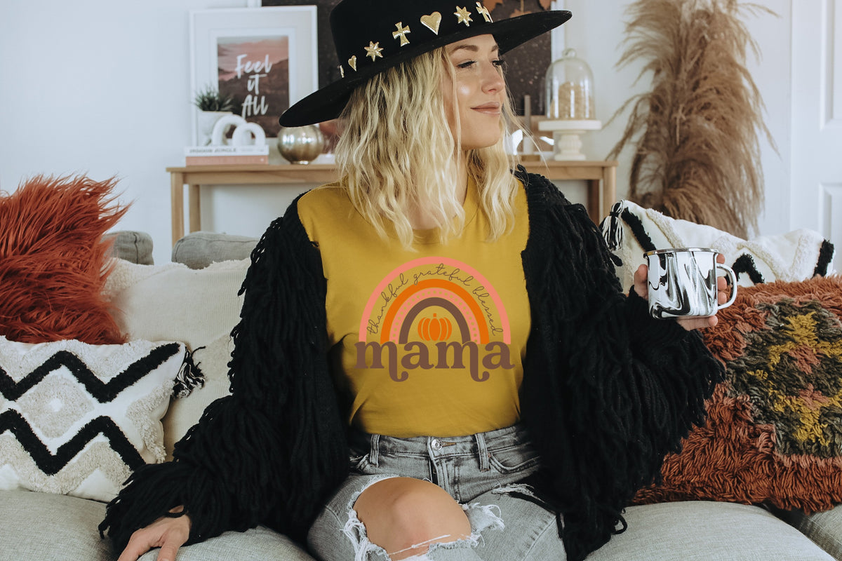 Mama fall rainbow HIGH HEAT screen print transfer