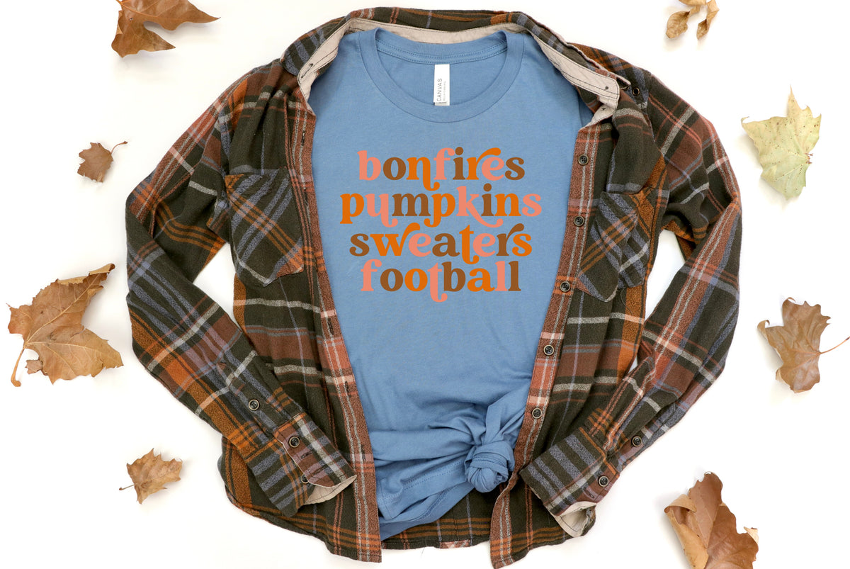 Bonfires pumpkins sweaters football HIGH HEAT screen print transfer