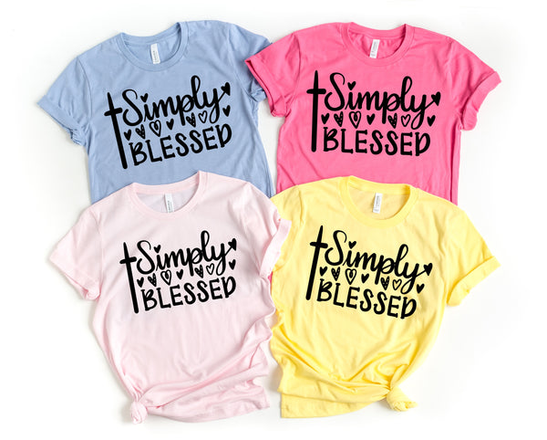 Simply blessed (cross & hearts) screen print transfer