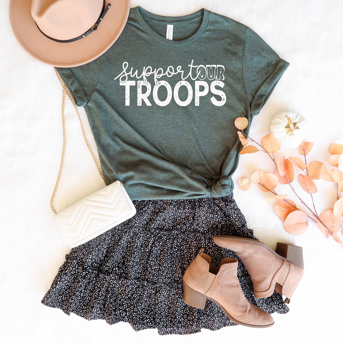 WHITE Support our troops screen print transfer