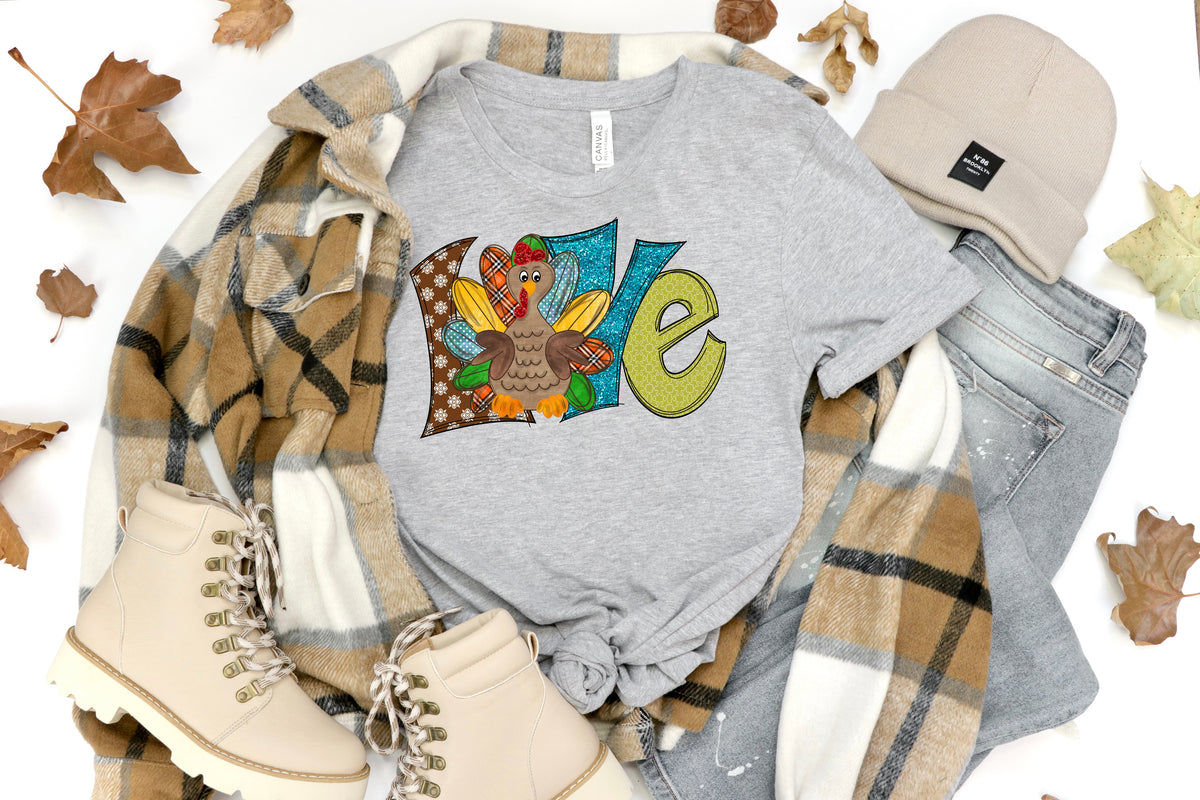 Love Thanksgiving HIGH HEAT screen print transfer
