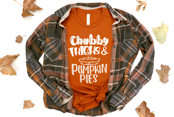 Adult WHITE chubby thighs and pumpkin pies screen print transfer