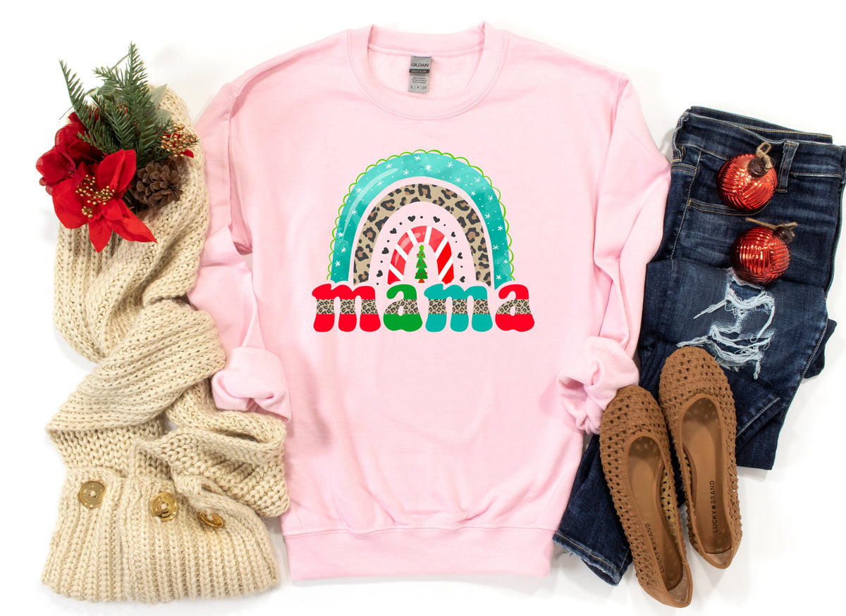 Mama Christmas rainbow HIGH HEAT screen print transfer