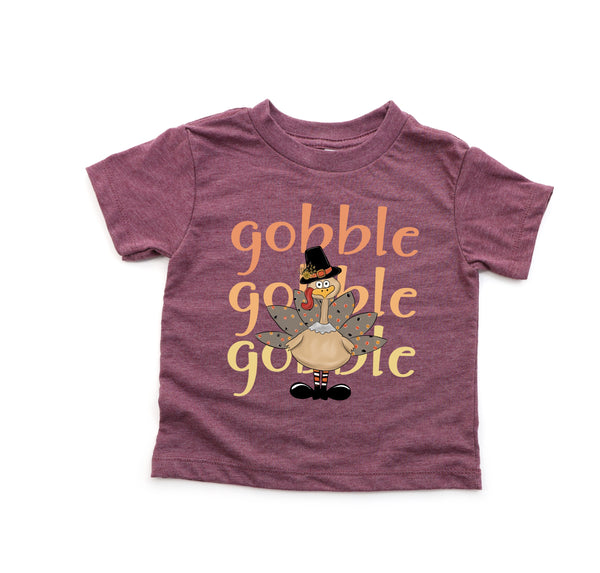 YOUTH Gobble Gobble Gobble with turkey HIGH HEAT screen print transfer