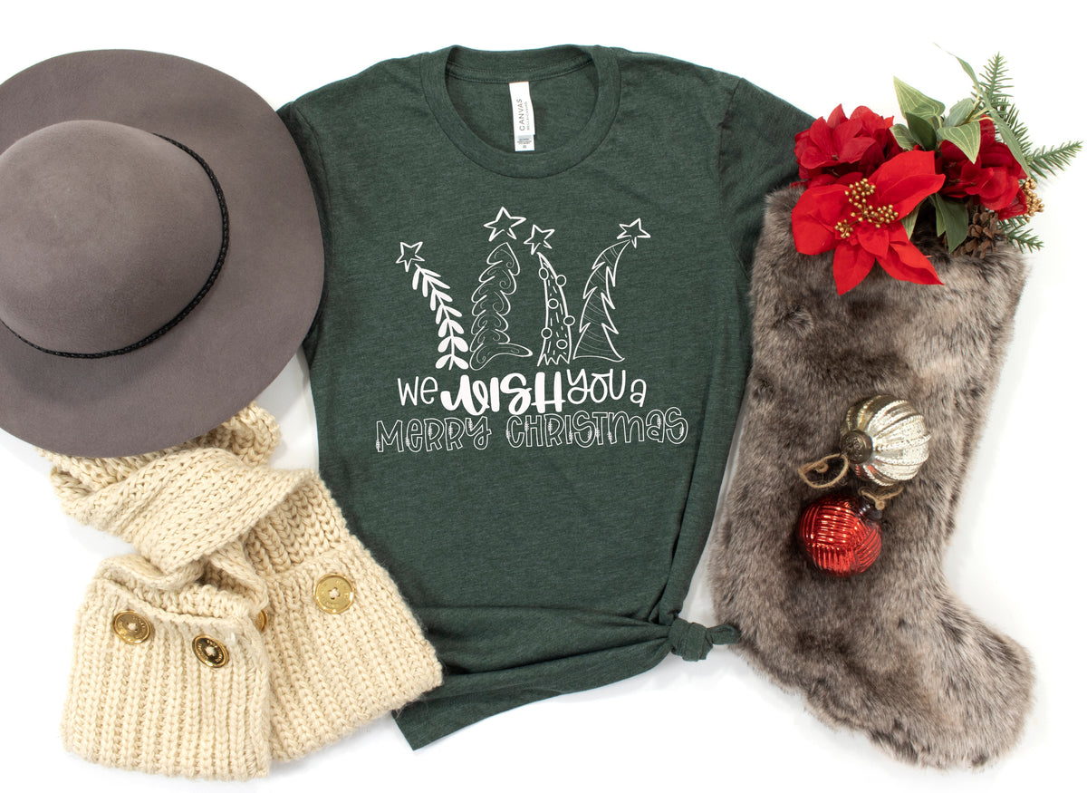 WHITE We wish you a Merry Christmas screen print trasnfer