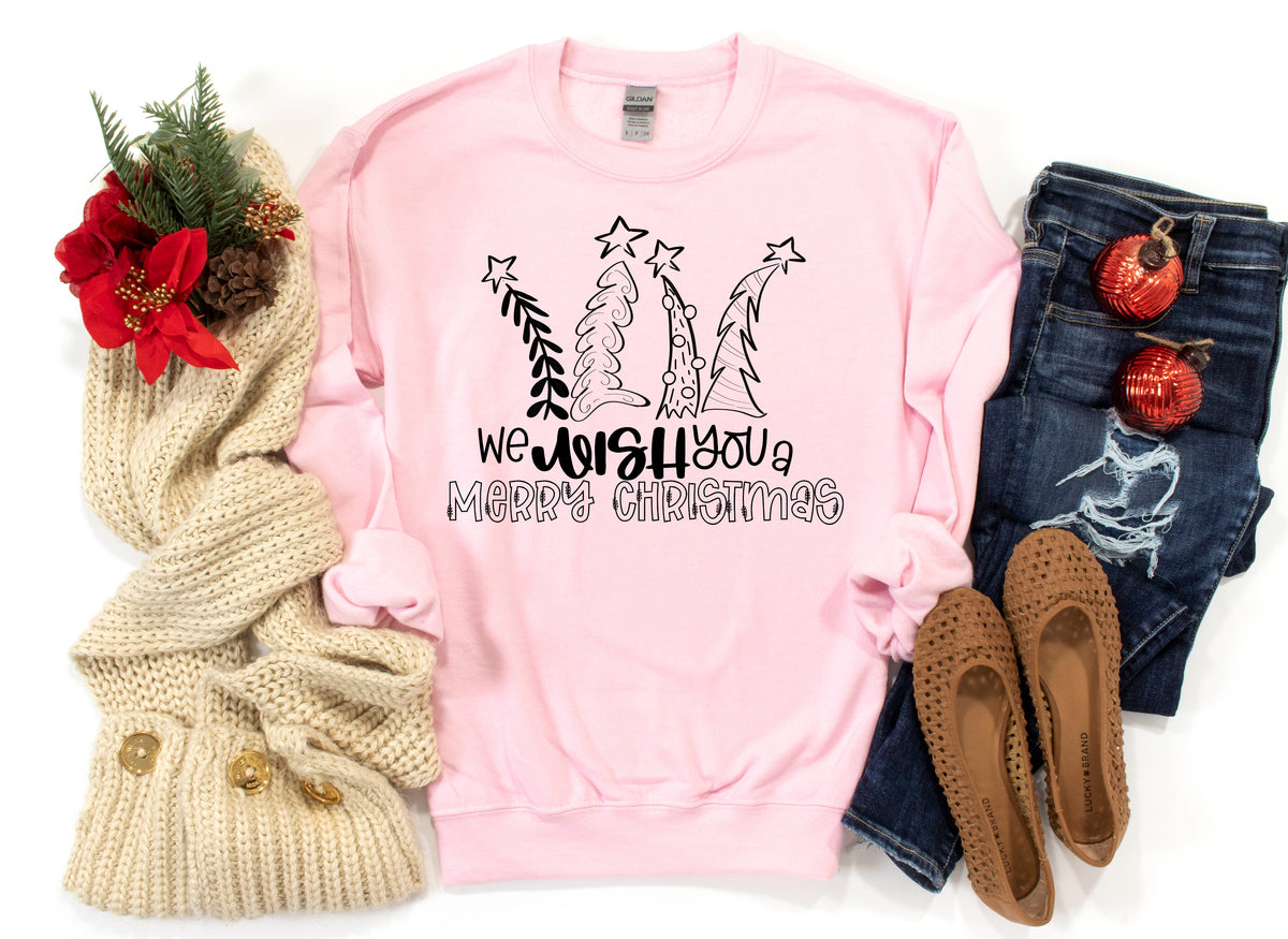 BLACK We wish you a Merry Christmas screen print transfer