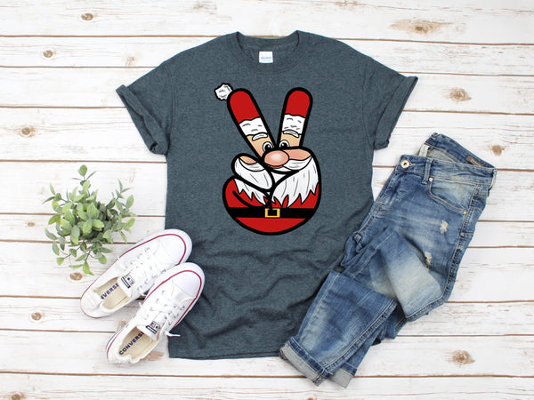 Santa peace sign HIGH HEAT screen print transfer