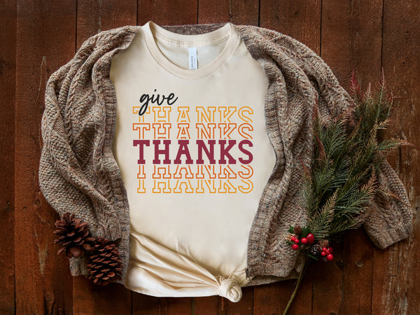 Give Thanks stacked HIGH HEAT screen print transfer
