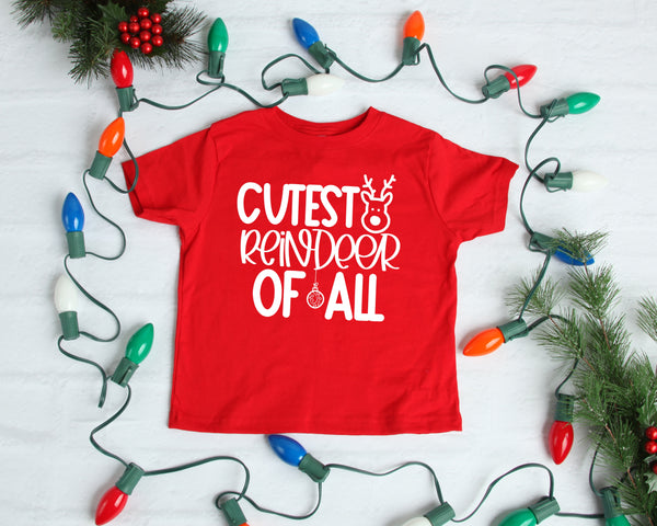 Cutest reindeer of all WHITE screen print transfer