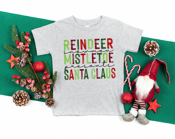 YOUTH Reindeer snowmen mistletoe presents Santa Claus HIGH HEAT screen print transfer