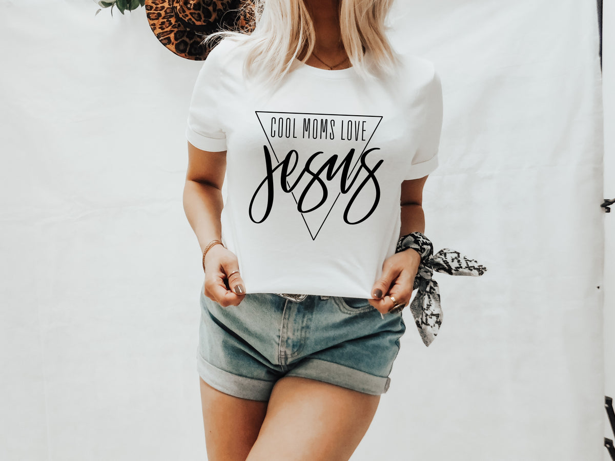 Cool moms love Jesus BLACK screen print transfer
