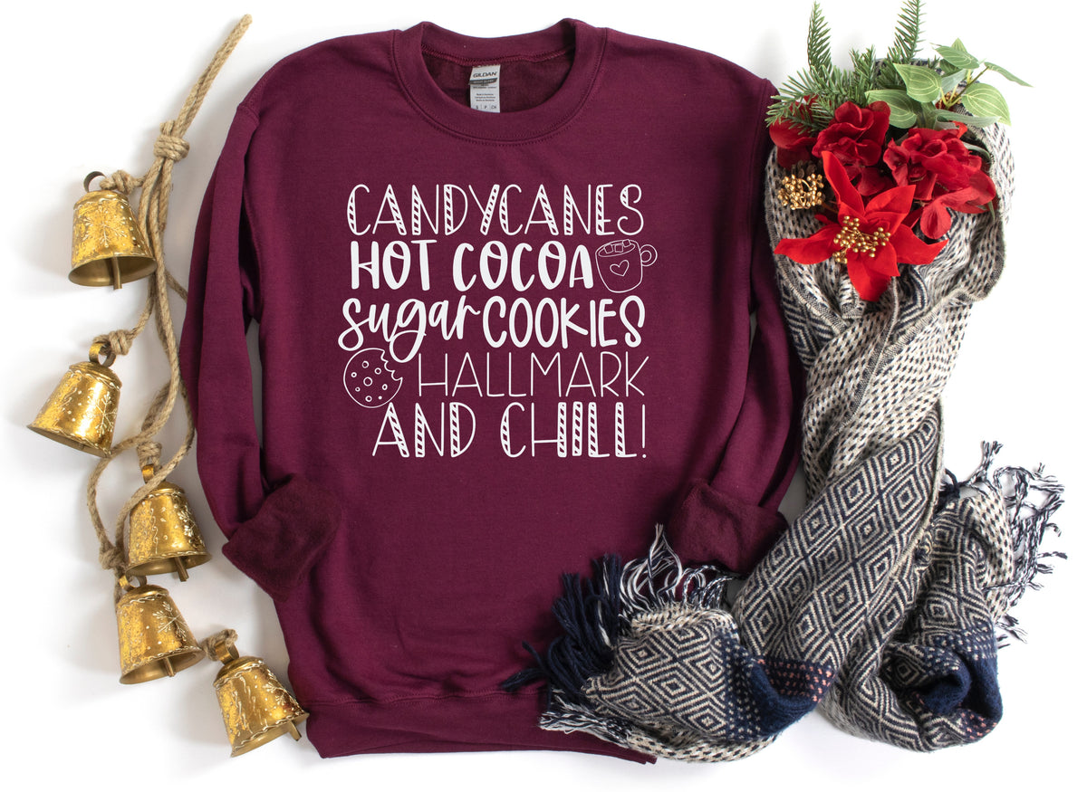 Candycanes hot cocoa sugar cookies & Chill WHITE screen print transfer