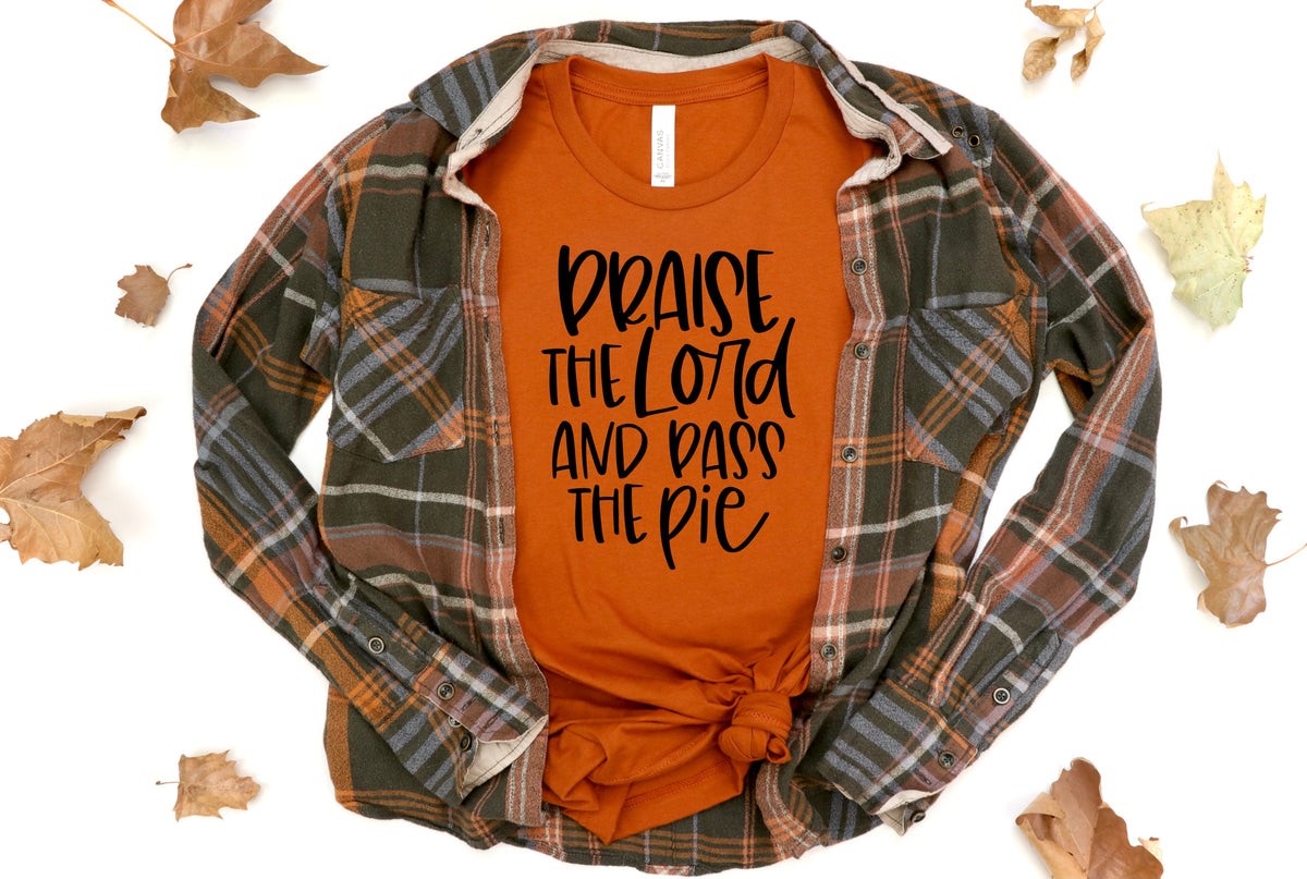 Praise the lord and pass the pie BLACK screen print transfer