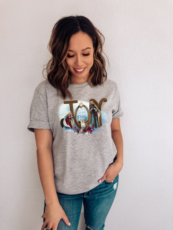 Joy screen print transfer