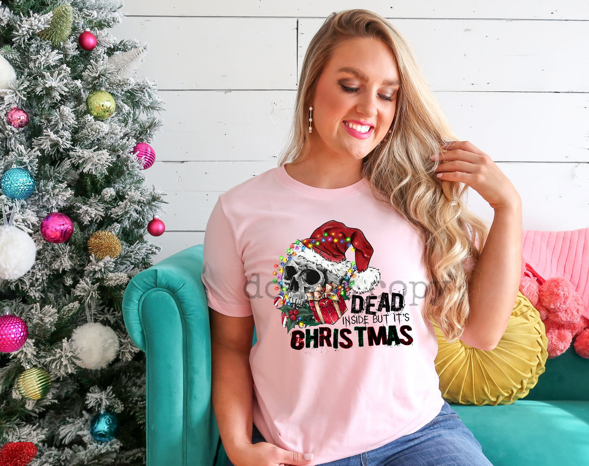 Dead inside but it's Christmas skull HIGH HEAT 310 screen print transfer