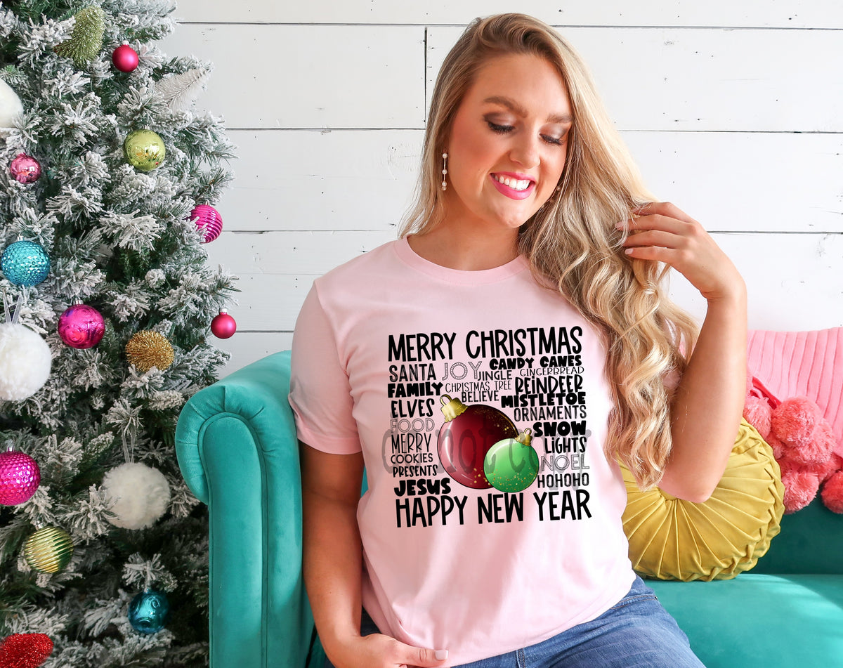 Merry Christmas / Happy New Year subway HIGH HEAT screen print transfer