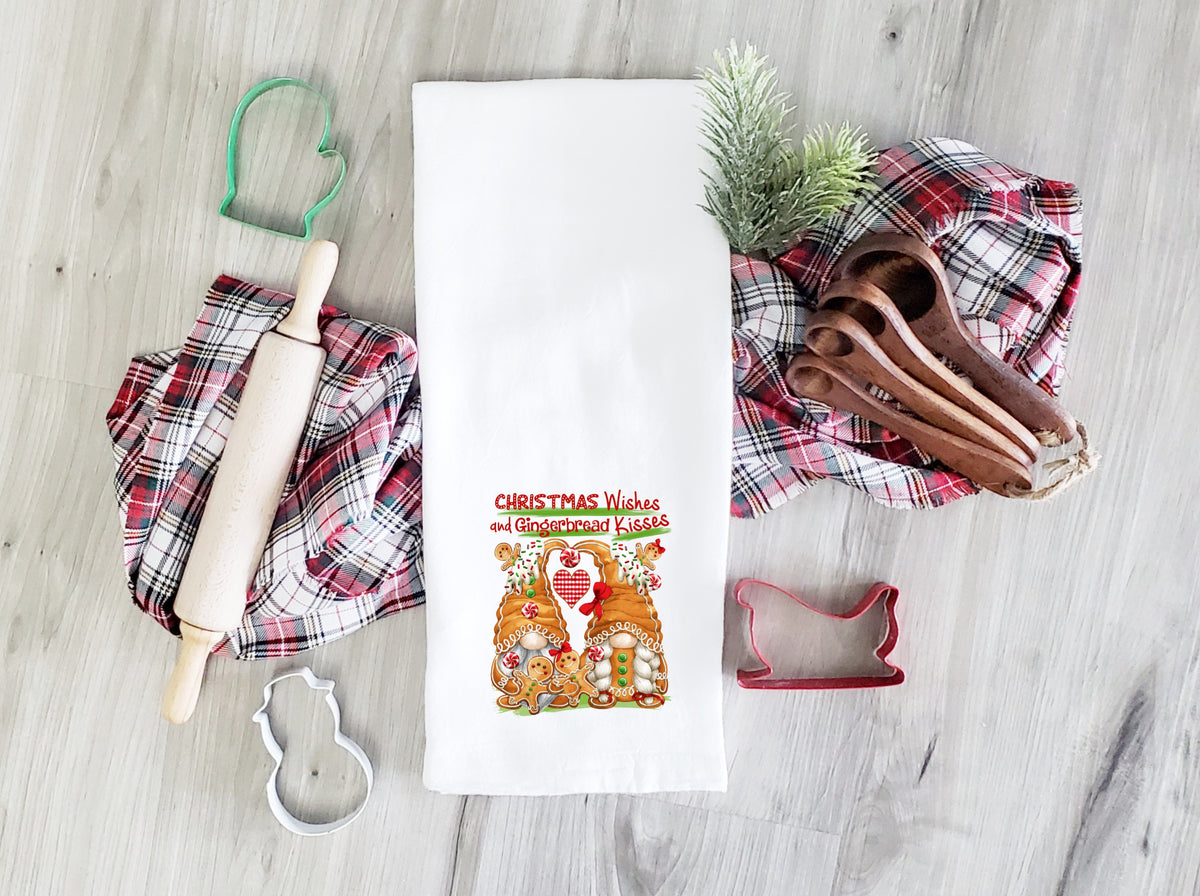 Christmas wishes and gingerbread kisses towel size HIGH HEAT screen print transfer