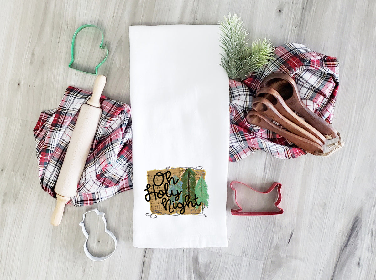 Oh holy night (music notes) tea towel size  HIGH HEAT screen print transfer