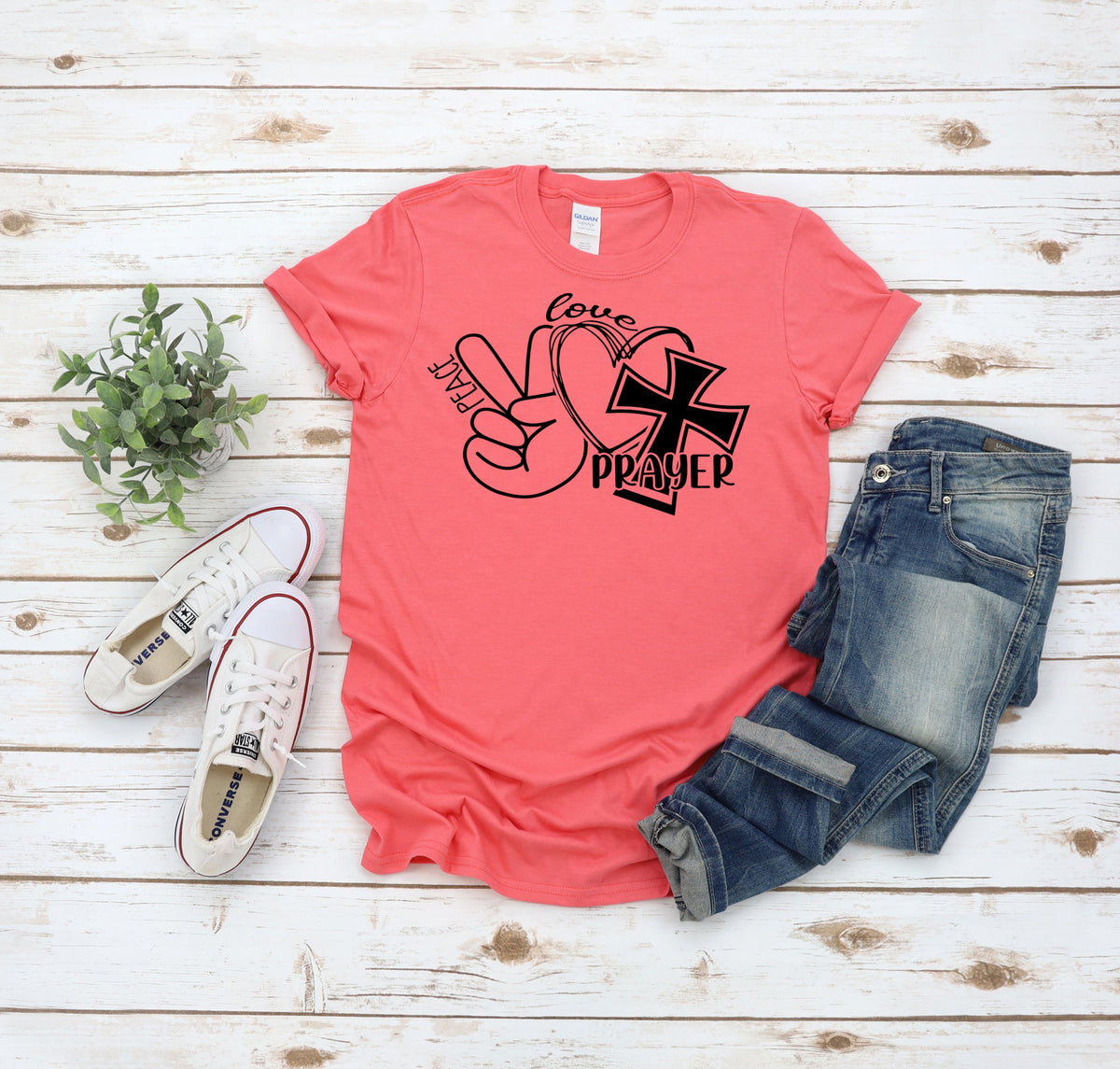 Peace love prayer screen print transfer